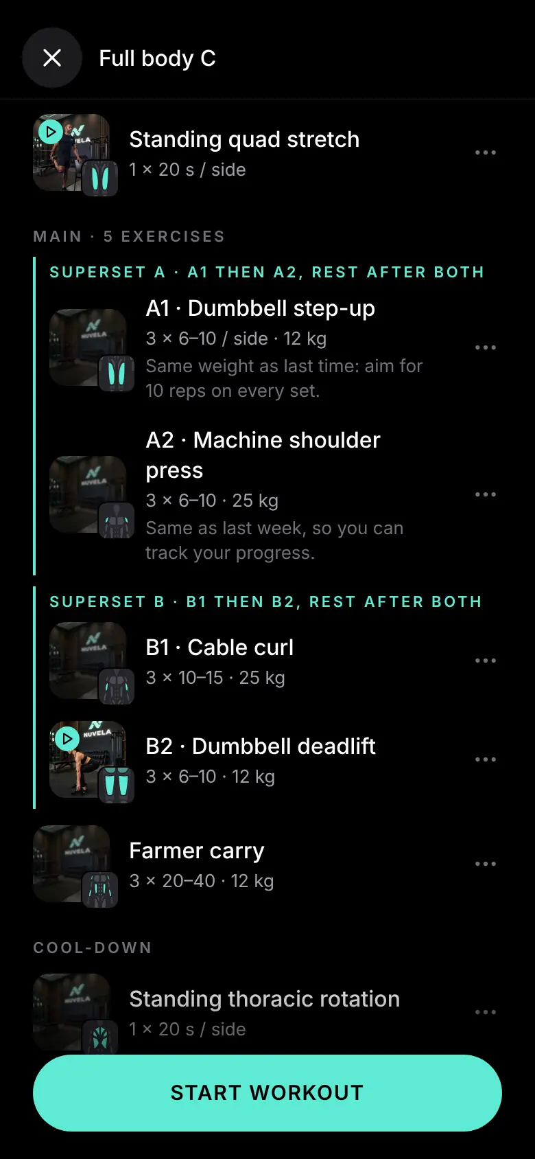 A workout: supersets with the muscle each exercise works